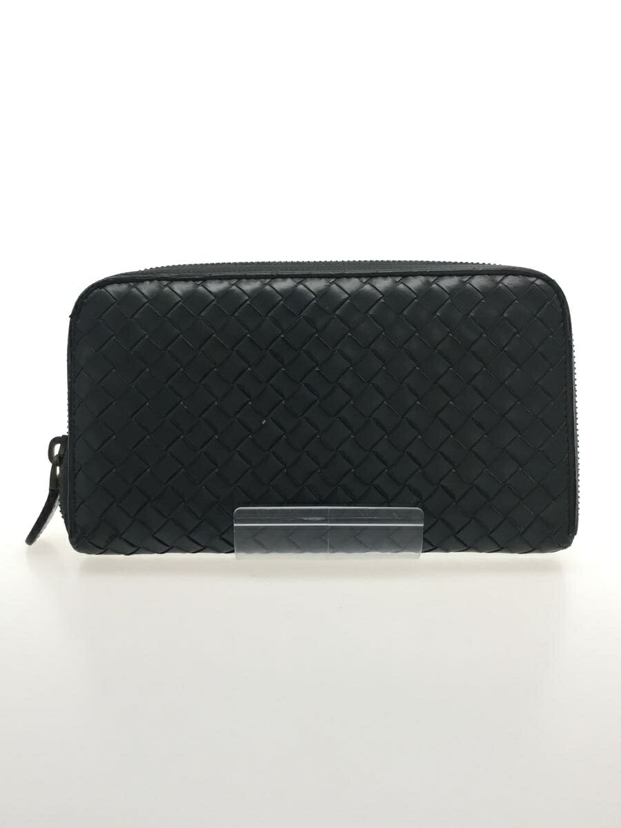 【中古】BOTTEGA VENETA◆長財布/レザー/BLK/メンズ【服飾雑貨他】