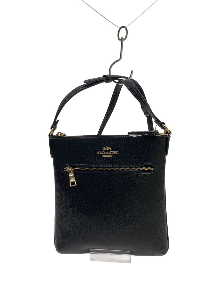 【中古】COACH◆ショルダーバッグ/レザー/BLK/無地【バッグ】