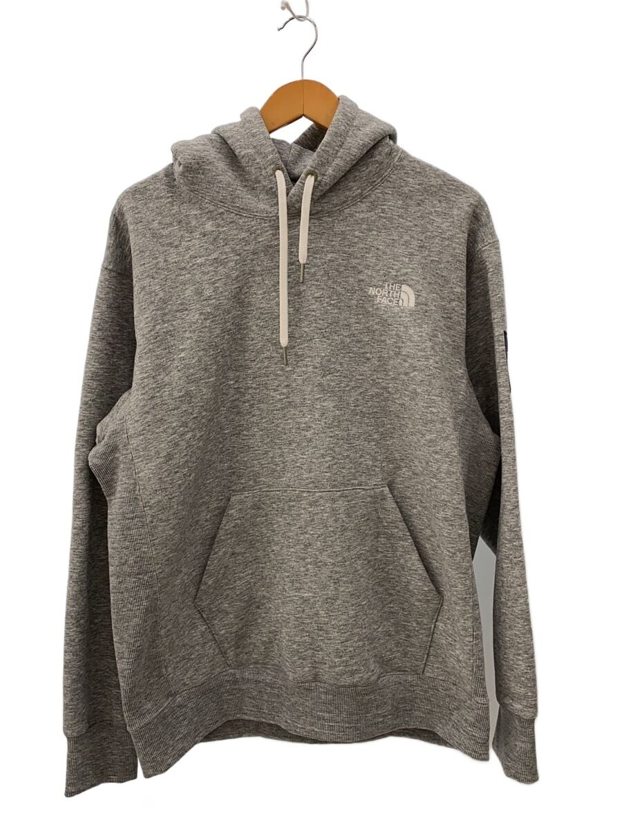 【中古】THE NORTH FACE◆SQUARE LOGO HOODIE_スクエアロゴフーディー/XL/ポリエステル/GRY/無地//【メンズウェア】