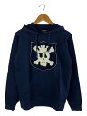 【中古】STUSSY◆スカル/ワッペン/パーカー/M/コットン/ネイビー/20SUK【メンズウェア】
