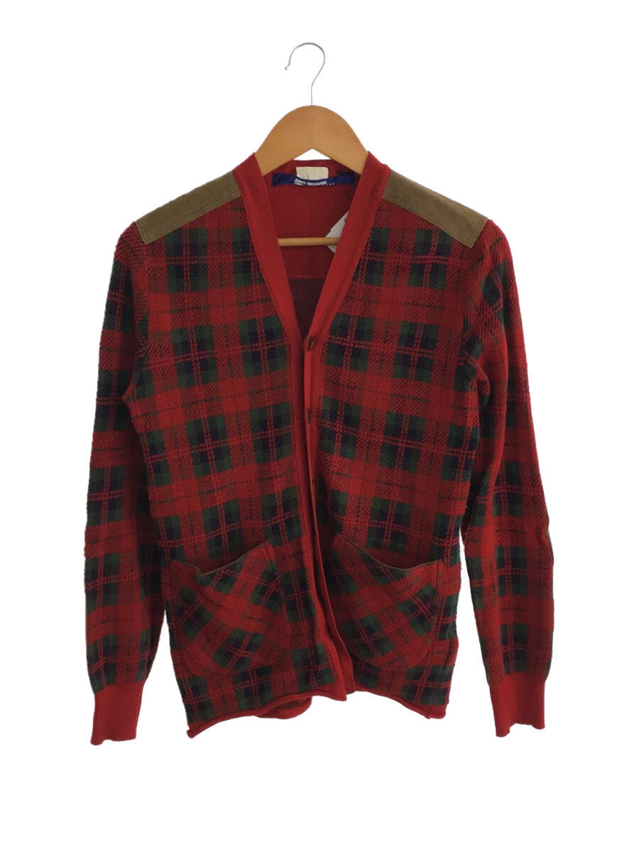 【中古】JUNYA WATANABE COMME des GARCONS MAN◆AD2014/カーディガン(薄手)/S/ウール/RED/チェック/WN-N005【メンズウェア】