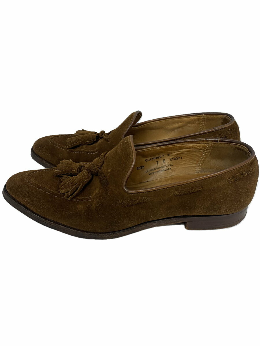 【中古】CROCKETT&JONES◆ローファー/UK7/BRW/スウェード/6032//【シューズ】