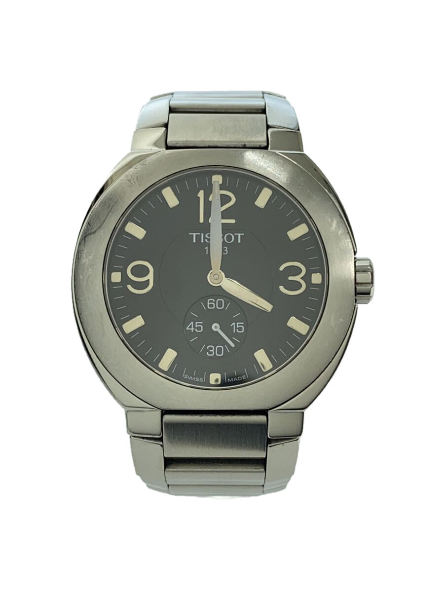 【中古】TISSOT◆クォーツ腕時計/アナログ/ステンレス/BLK/G470/570【服飾雑貨他】