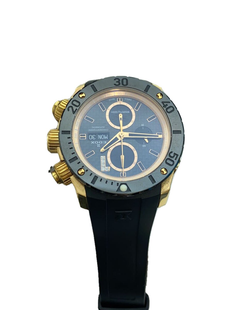 【中古】EDOX◆自動巻腕時計/アナログ/ラバー/BLK/BLK/01114【服飾雑貨他】