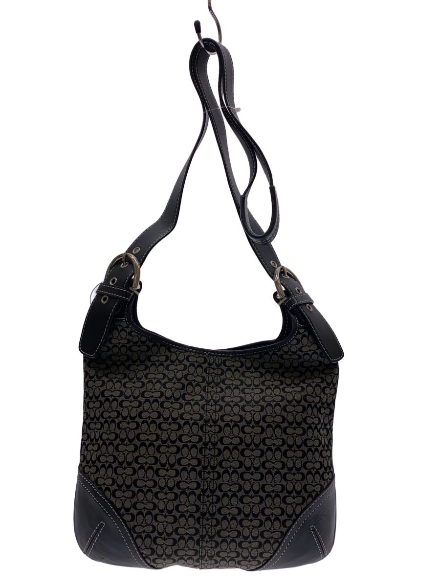 【中古】COACH◆ショルダーバッグ_ソーホー_ミニシグネチャー_ヒッピー/キャンバス/BLK/総柄//【バッグ】