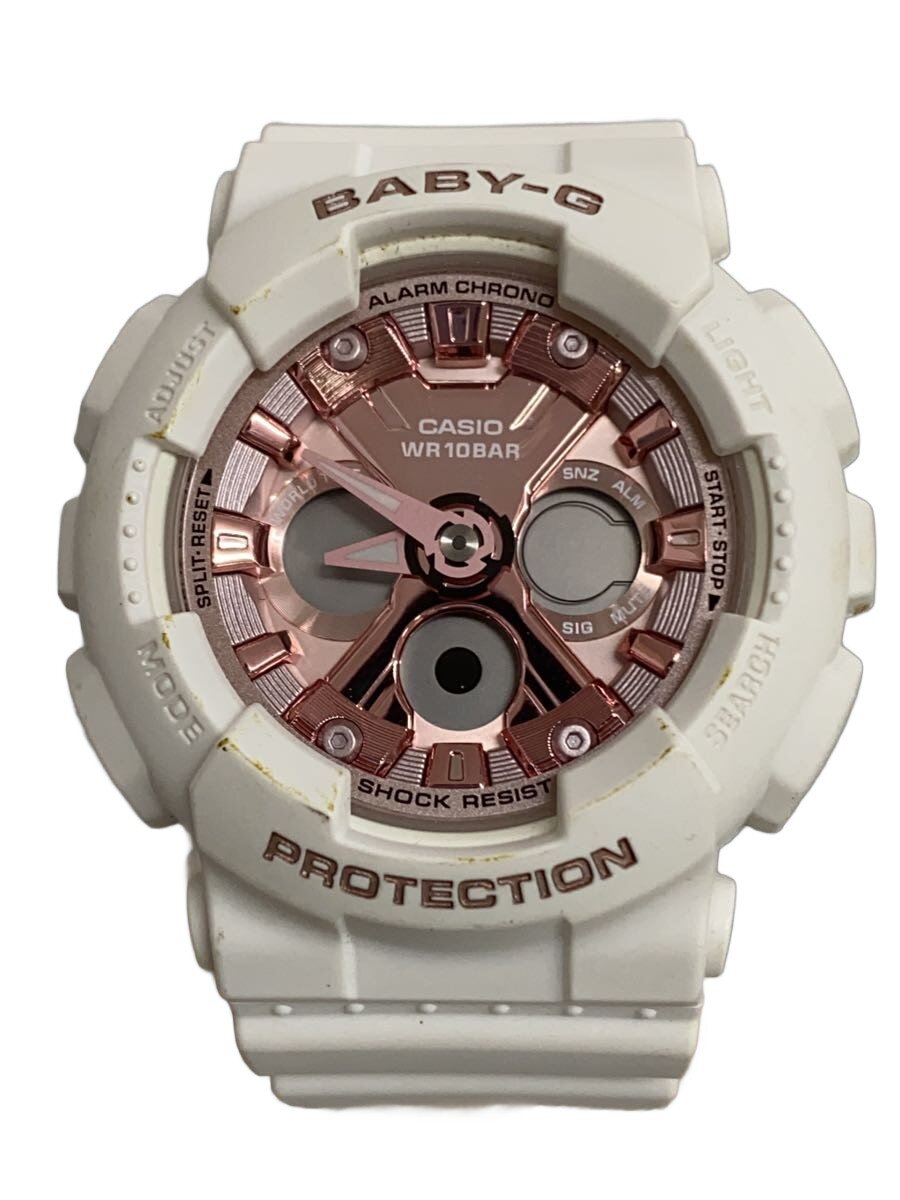 【中古】CASIO◆クォーツ腕時計/アナログ/PNK/WHT/ba-130-7a1jf【服飾雑貨他】