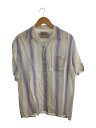 【中古】WACKO MARIA◆23SS/STRIPED OPEN COLLAR SHIRT/半袖シャツ/M/レーヨン/WHT/ストライプ//【メンズウェア】