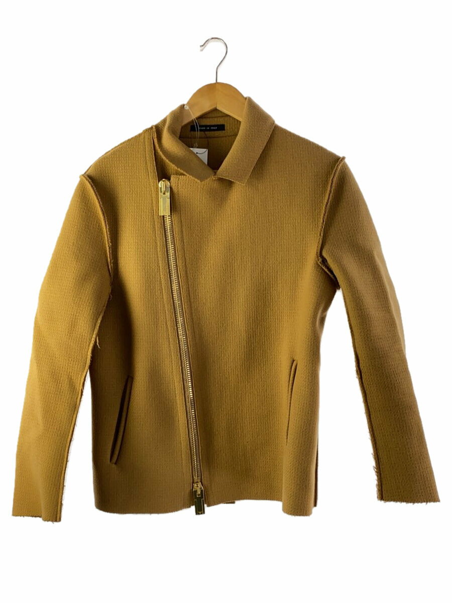 【中古】EMPORIO ARMANI◆ダブルライダースジャケット/46/ウール/CML/無地/15AW【メンズウェア】
