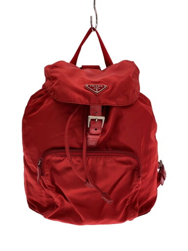【中古】PRADA◆バッグ/ナイロン/RED/無地【バッグ】 【中古】PRADA◆バッグ/ナイロン/RED/無地【バッグ】