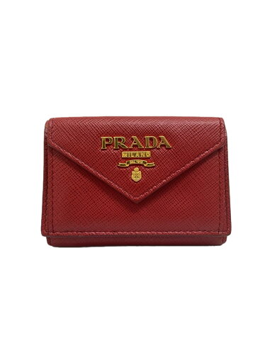 【中古】PRADA◆3ツ折サイフ/牛革/RED/無地/レディース【服飾雑貨他】 【中古】PRADA◆3ツ折サイフ/牛革/RED/無地/レディース【服飾雑貨他】