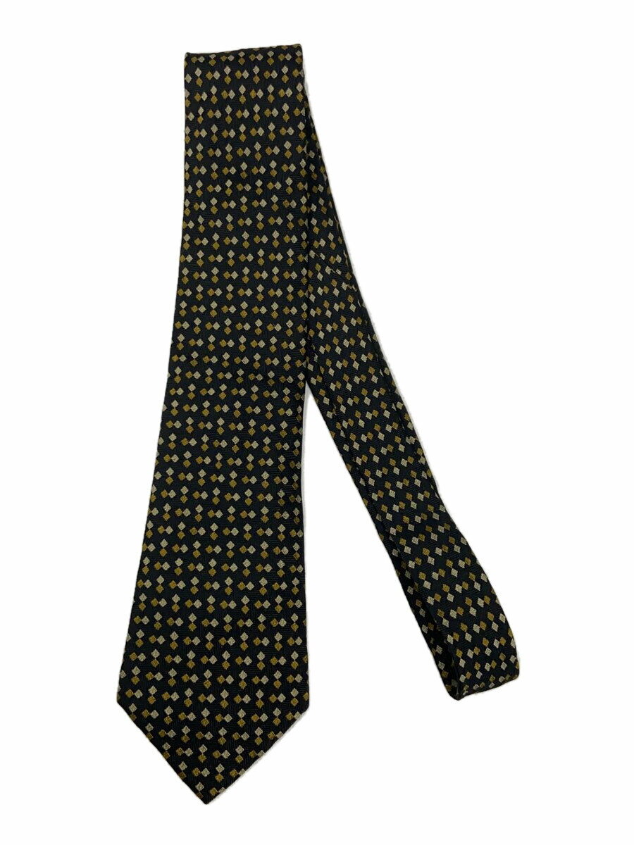 【中古】HERMES◆ネクタイ/シルク/BLK/総柄/メンズ【服飾雑貨他】
