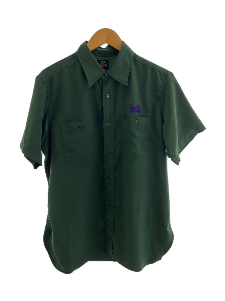 【中古】Needles◆21SS/S/S WORK SHIRT/POLY CLOTH/半袖シャツ/S/ポリエステル/GRN/IN136【メンズウェア】