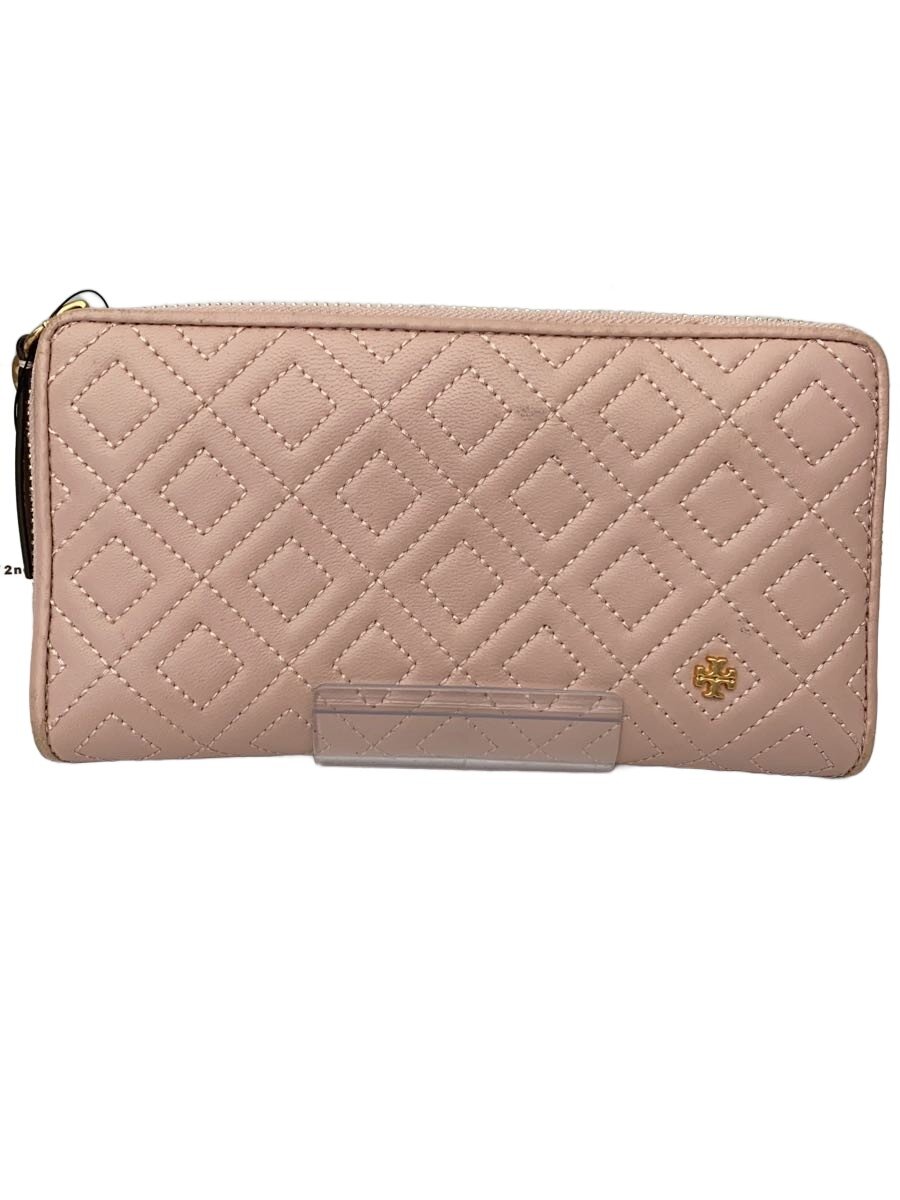 【中古】TORY BURCH◆長財布/レザー/PNK/無地/レディース【服飾雑貨他】