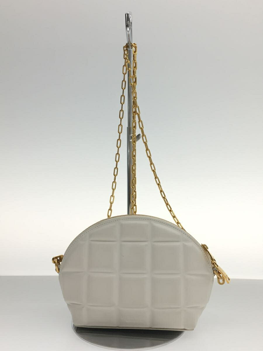 【中古】BOTTEGA VENETA◆ショルダーバッグ/レザー/WHT/無地/P00814518X【バッグ】