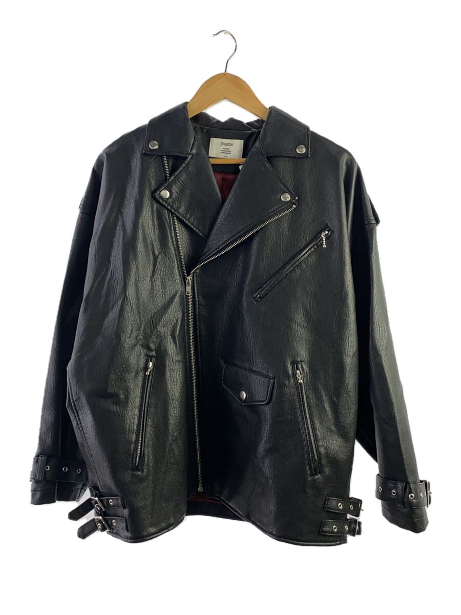 【中古】jouetie◆ダブルライダースジャケット/M/フェイクレザー/BLK/082110100101-01【レディースウェア】