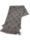 【中古】LOUIS VUITTON◆エシャルプ・ロゴマニア_モノグラム_GRY/ウール/GRY/総柄/レディース【服飾雑貨他】(4)