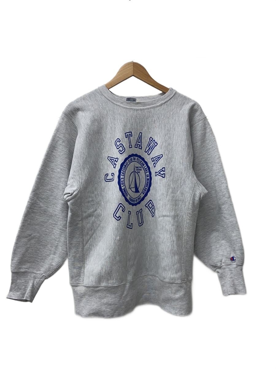 【中古】Champion◆REVERSE WEAVE/90s/刺繍タグ/CASTAWAY//L/コットン/GRY【メンズウェア】