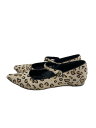 【中古】MANOLO BLAHNIK◆フラットパンプス/38/BEG/ハラコ/KULOGLU/擦れ有【シューズ】