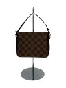 【中古】LOUIS VUITTON◆トゥールス・メイクアップ_ダミエ・エベヌ_BRW/PVC/BRW/総柄【バッグ】