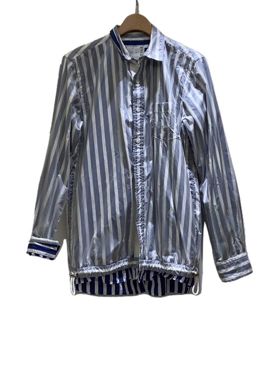 【中古】sacai◆ジャケット/2/ナイロン/WHT/ストライプ/19-02048M【メンズウェア】