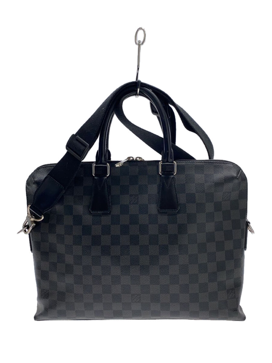 【中古】LOUIS VUITTON◆ポルト・ドキュマン・ジュール_ダミエ・グラフィット_BLK/PVC/BLK//【バッグ】