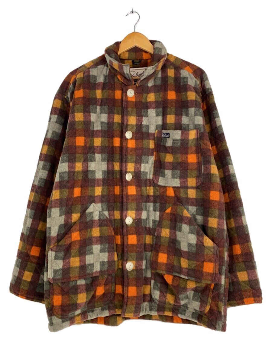 【中古】Woolrich◆ジャケット/L/ポリエステル/ブラウン/チェック【メンズウェア】