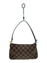 【中古】LOUIS VUITTON◆ポシェット・アクセソワール_ダミエ・エベヌ_BRW/PVC/BRW/総柄【バッグ】