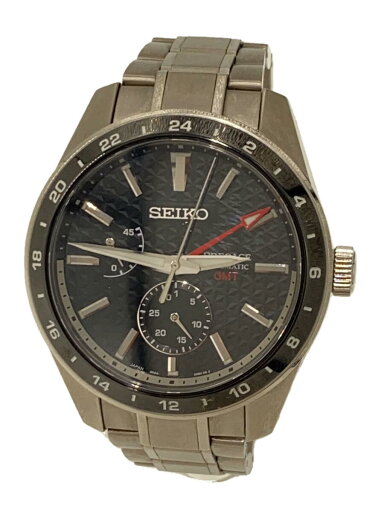 【中古】SEIKO◆PRESAGE/プレサージュ/GMT/自動巻腕時計/アナログ/BLK/SLV/6R64-00C0【服飾雑貨他】 【中古】SEIKO◆PRESAGE/プレサージュ/GMT/自動巻腕時計/アナログ/BLK/SLV/6R64-00C0【服飾雑貨他】