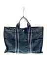 【中古】HERMES◆トートバッグ/キャンバス/BLK/フールトゥMM/角破れ有//【バッグ】