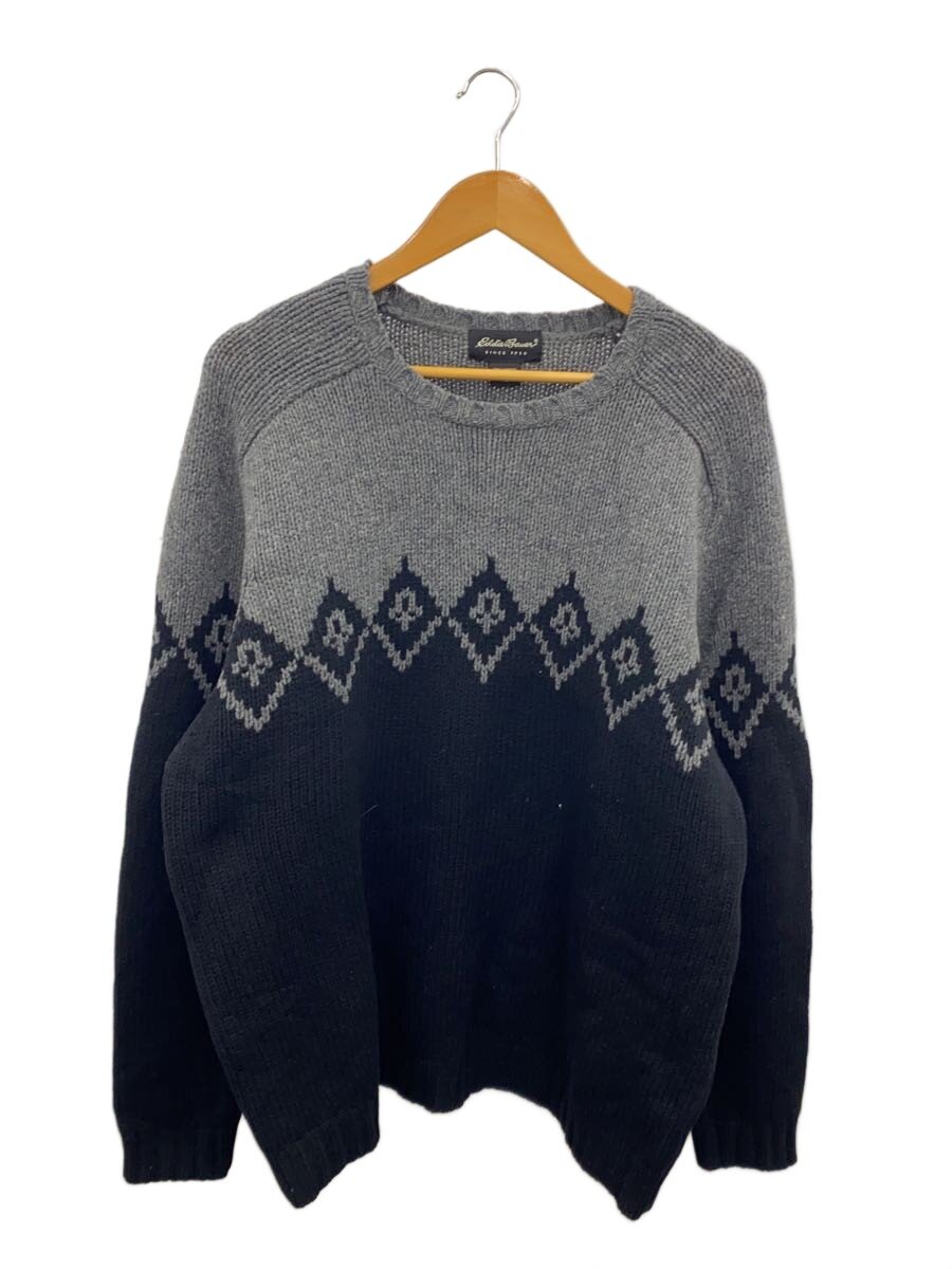 【中古】EDDIE BAUER◆ニット・セーター(厚手)/XL/ウール/グレー【メンズウェア】