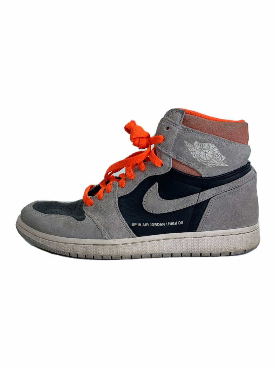 【中古】NIKE◆AIR JORDAN 1 RETRO HIGH OG/27cm/GRY/555088 018【シューズ】