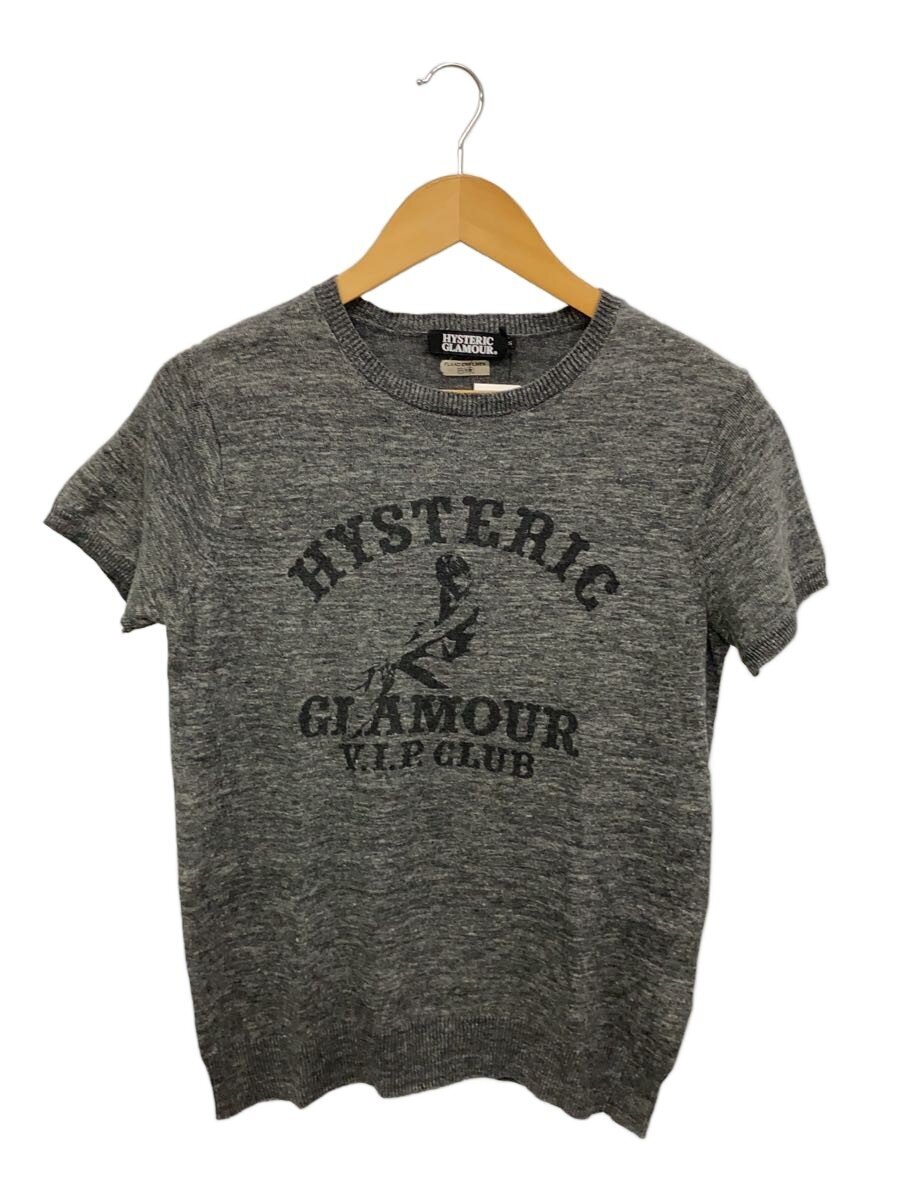 HYSTERIC GLAMOUR◆HYSTERIC GLAMOUR FLAND ERS LINEN/S/コットン/GRY/0233NS01//