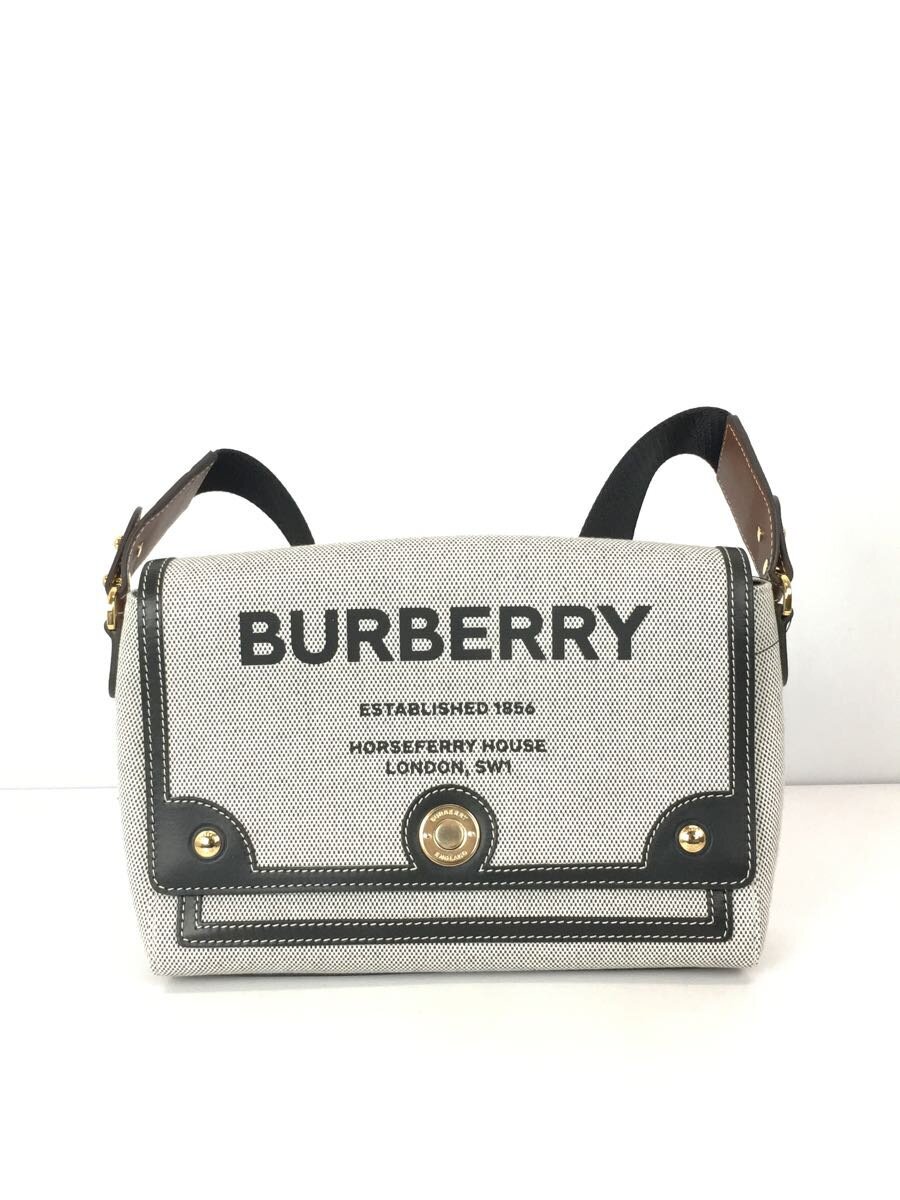 【中古】BURBERRY LONDON◆ホースフェリープリント/ショルダーバッグ/キャンバス/グレー【バッグ】