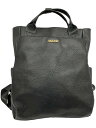 【中古】GUSCIO◆リュック/レザー/BLK【バッグ】