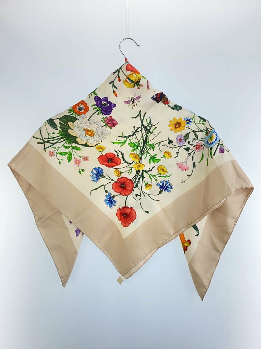 【中古】GUCCI◆スカーフ/シルク/マルチカラー/花柄/レディース【服飾雑貨他】
