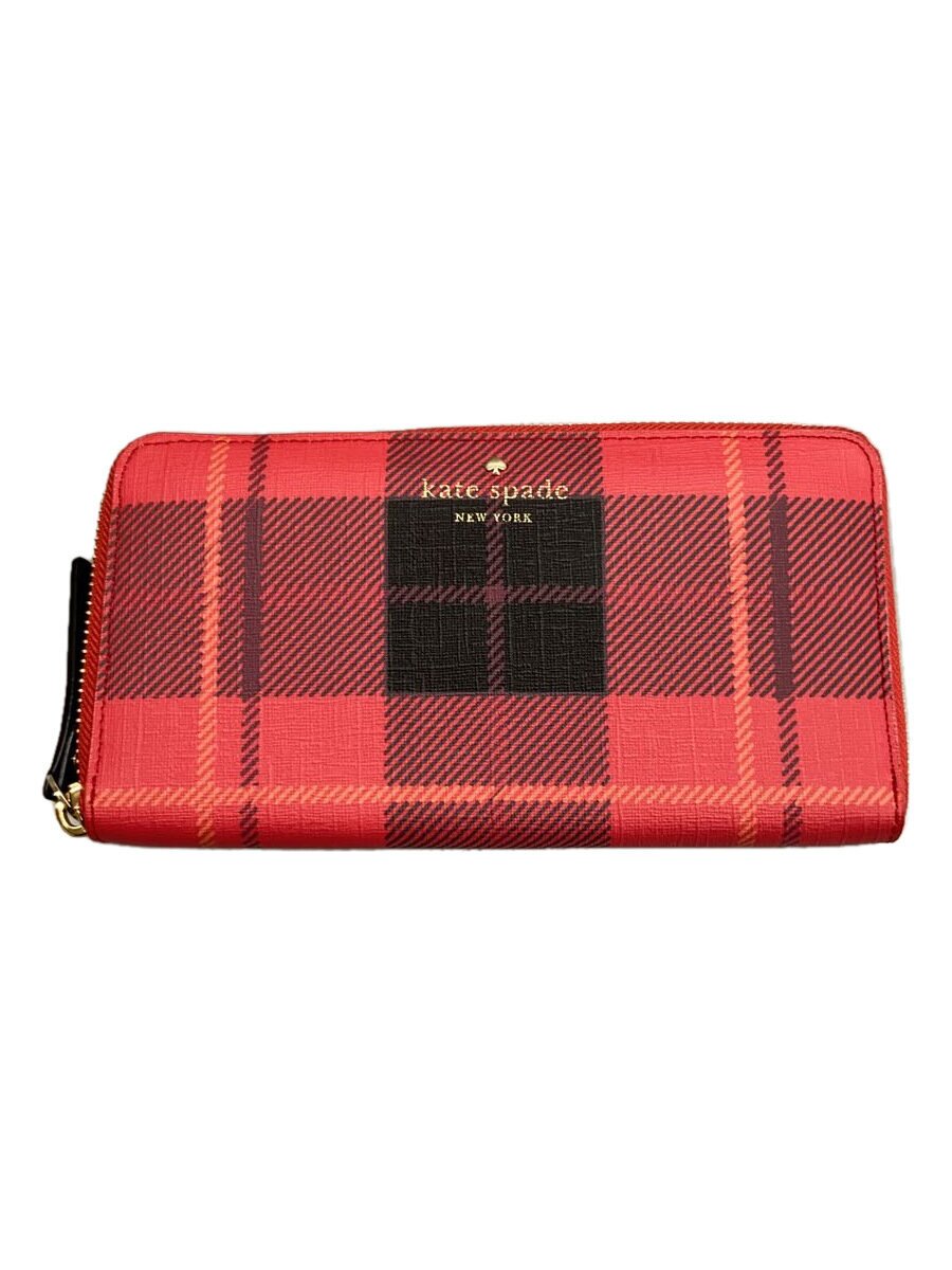 【中古】kate spade new york◆長財布/PVC/RED/メンズ【服飾雑貨他】