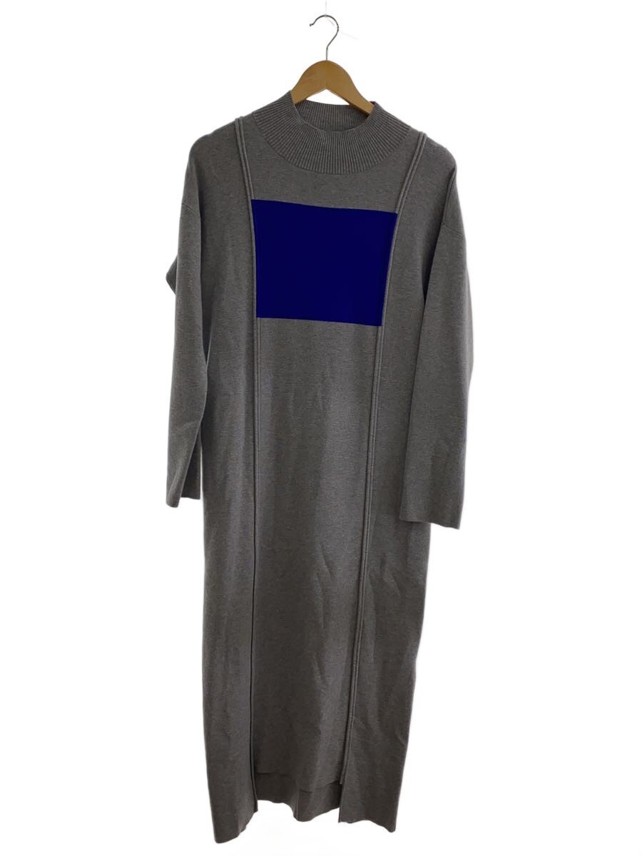 【中古】UN3D.◆ポイントカラーニットワンピース長袖ワンピース/36/レーヨン/GRY/無地/522310301401-01//【レディースウェア】