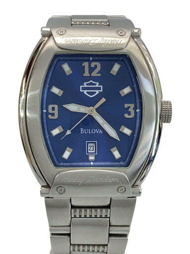【中古】BULOVA◆HARLEY-DAVIDSON/クォーツ腕時計/アナログ/ステンレス/BLU/SLV【服飾雑貨他】 【中古】BULOVA◆HARLEY-DAVIDSON/クォーツ腕時計/アナログ/ステンレス/BLU/SLV【服飾雑貨他】