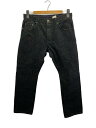 【中古】CHROME HEARTS◆JEAN SL FLEURKNEE/スターパッチ/ボタンフライ/ボトム/32/デニム/ブラック//【メンズウェア】