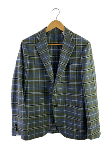 【中古】LARDINI◆テーラードジャケット/48/ウール/BLU/チェック/JD22557AQ/ボタン欠損/ワキ染み有【メンズウェア】 【中古】LARDINI◆テーラードジャケット/48/ウール/BLU/チェック/JD22557AQ/ボタン欠損/ワキ染み有【メンズウェア】