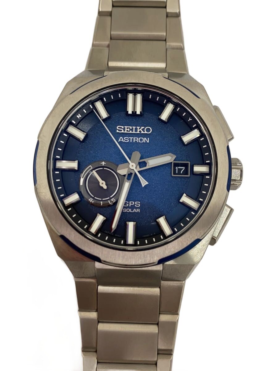 【中古】SEIKO◆ASTRON/アストロン/ソーラー GPS衛星電波腕時計/アナログ/ステンレス/NVY/SBXD023【服飾雑貨他】