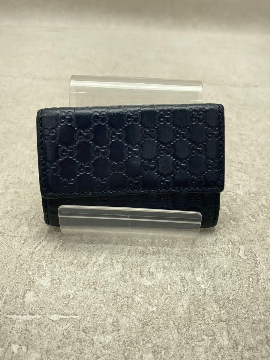 【中古】GUCCI◆キーケース_マイクログッチシマ/レザー/NVY/総柄/メンズ【服飾雑貨他】