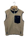 【中古】patagonia◆フリースベスト/M/ポリエステル/CRM【メンズウェア】