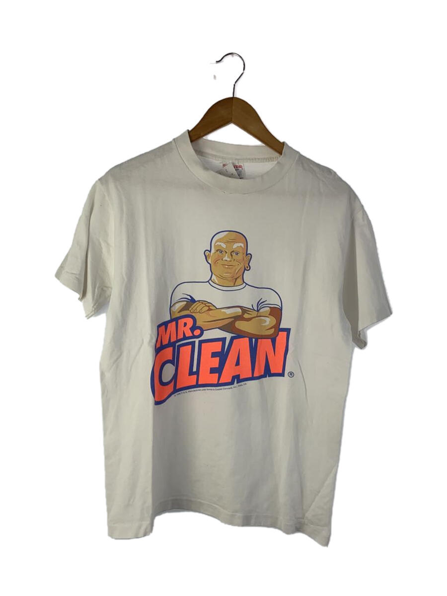 softee/Tシャツ/M/コットン/ホワイト/MR clean/usa製/96年/シミ有