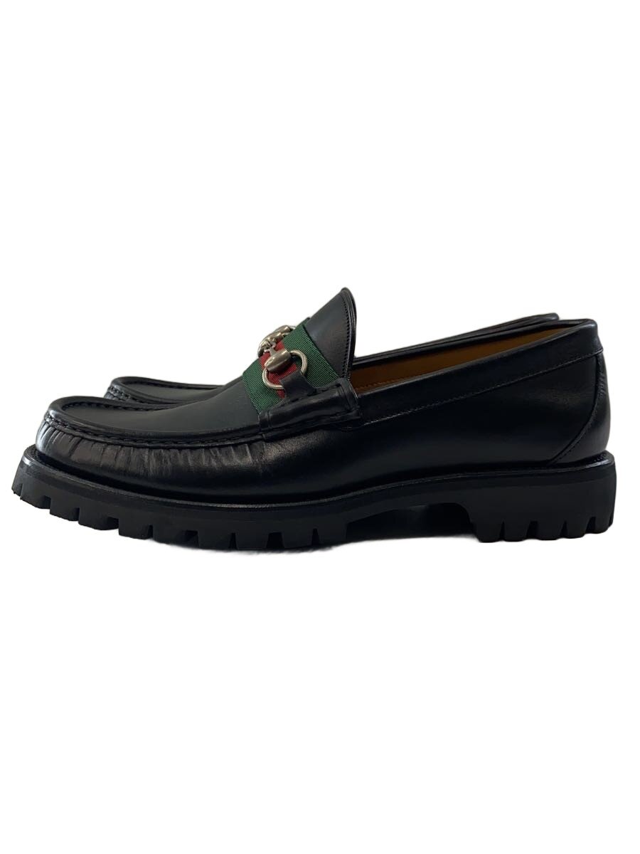 【中古】GUCCI◆ウェブホースビットローファー/26cm/BLK/レザー/496246【シューズ】