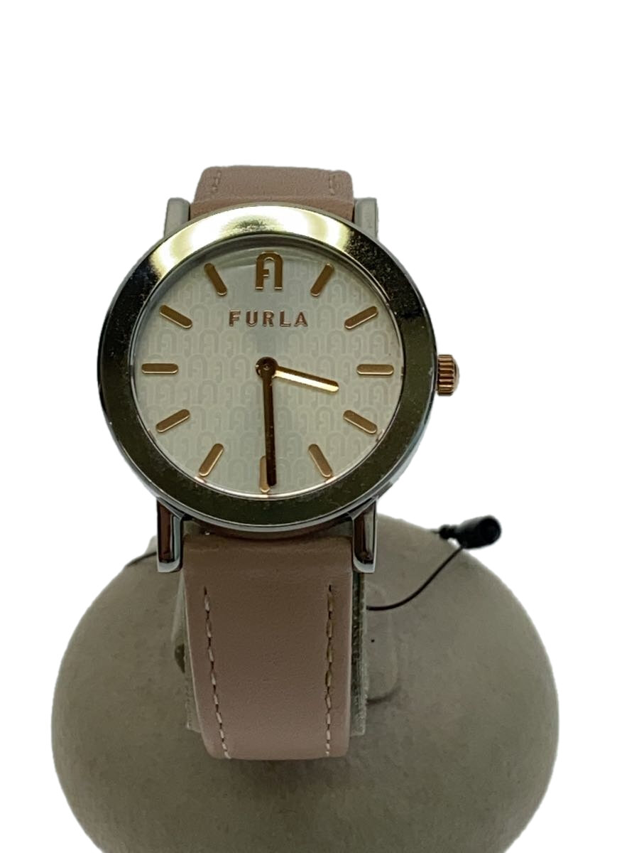【中古】FURLA◆クォーツ腕時計/アナログ/レザー/BEG/ww00007001L1【服飾雑貨他】