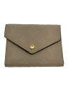 【中古】LOUIS VUITTON◆ポルト・フォイユ・ヴィクトリーヌ_モノグラム・アンプラント_BEG/牛革/BEG/レディース【服飾雑貨他】