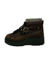 【中古】MIU MIU◆Knit Sock Leather Combat Boots/37/BRW【シューズ】