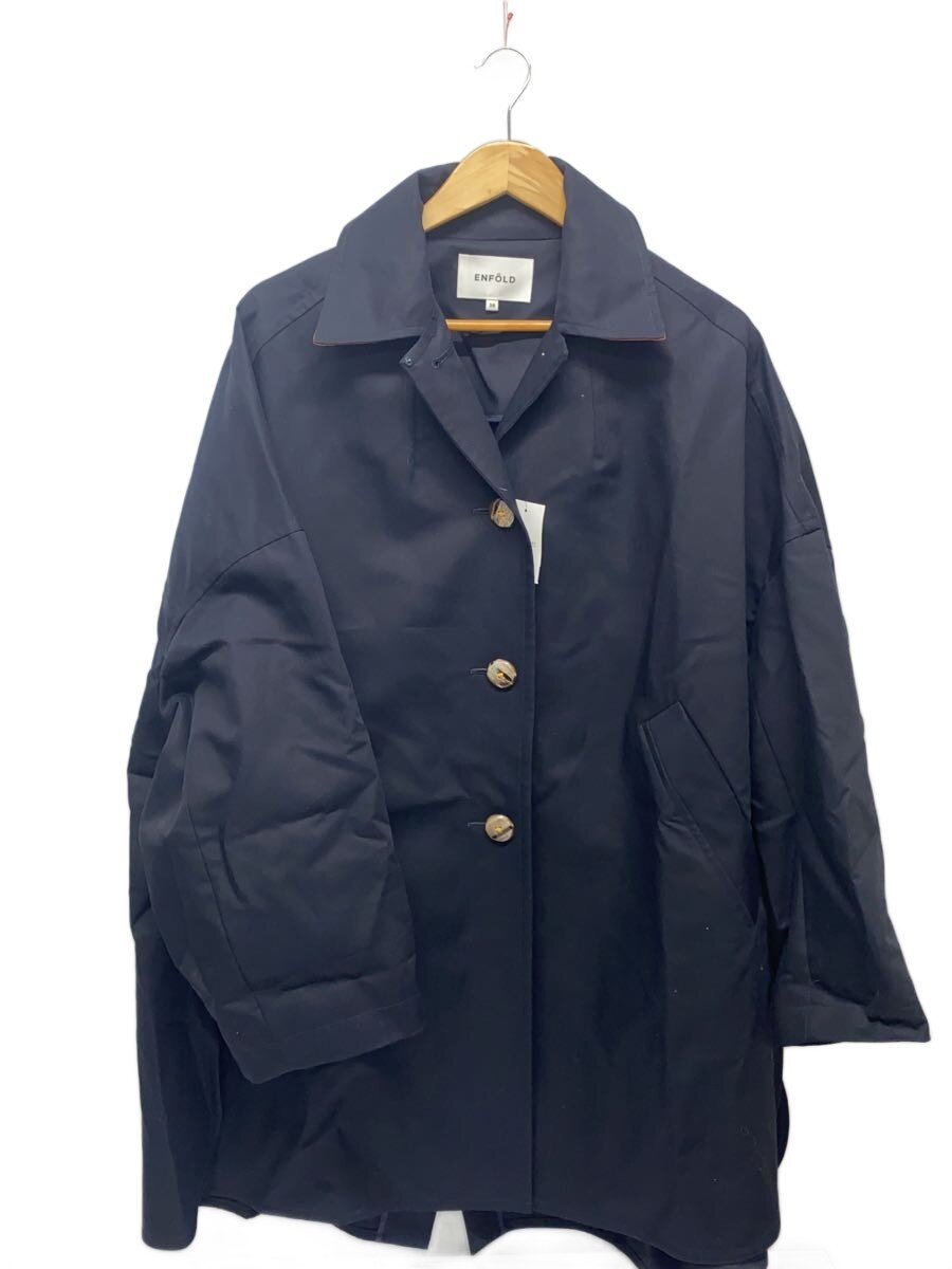 【中古】ENFOLD◆COTTON DOUBLE ステンカラー BOX COAT/38/コットン/BLK/300FS130-0230【レディースウェア】