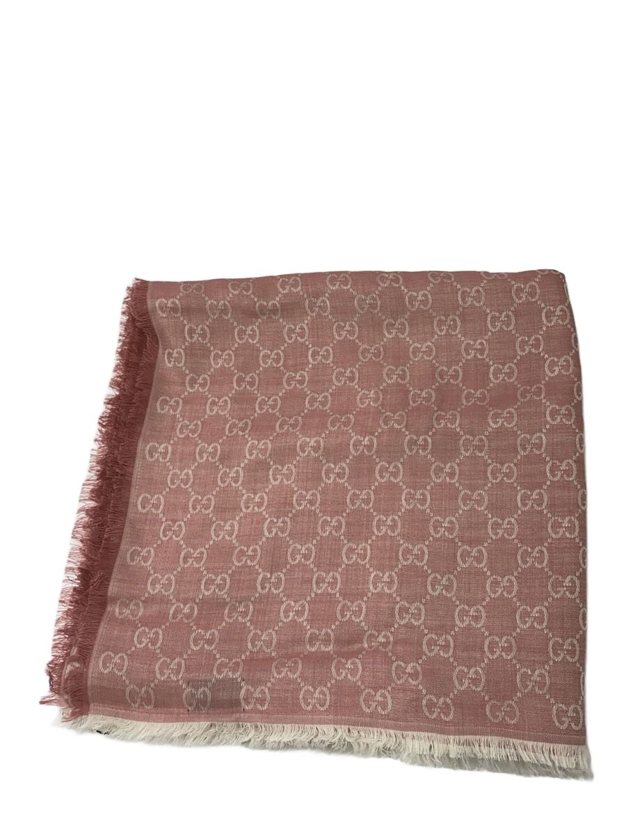【中古】GUCCI◆ストール/ウール/PNK/総柄/レディース【服飾雑貨他】